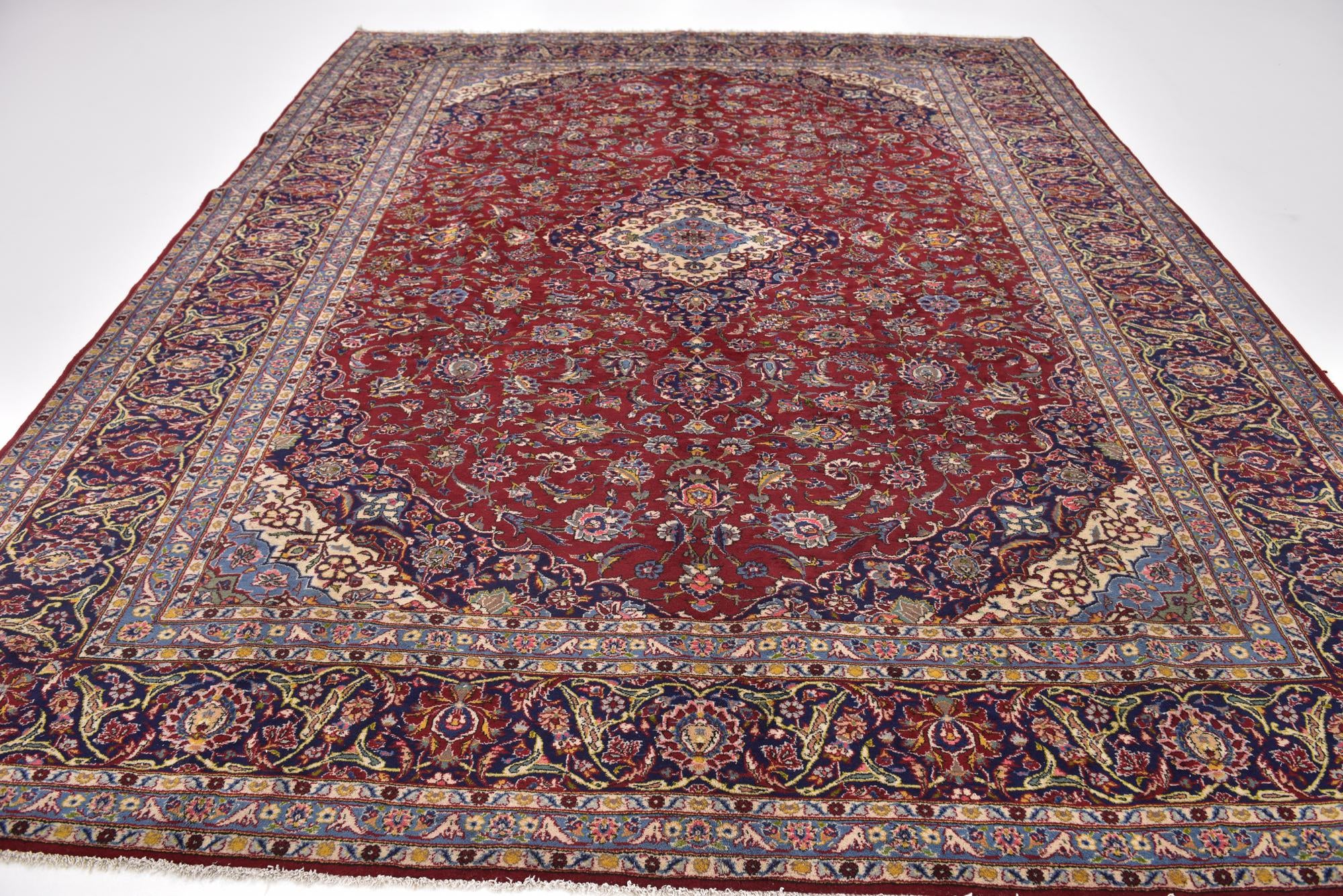10' x 12' 10 Hand Knotted Kashan Persian Wool Rug