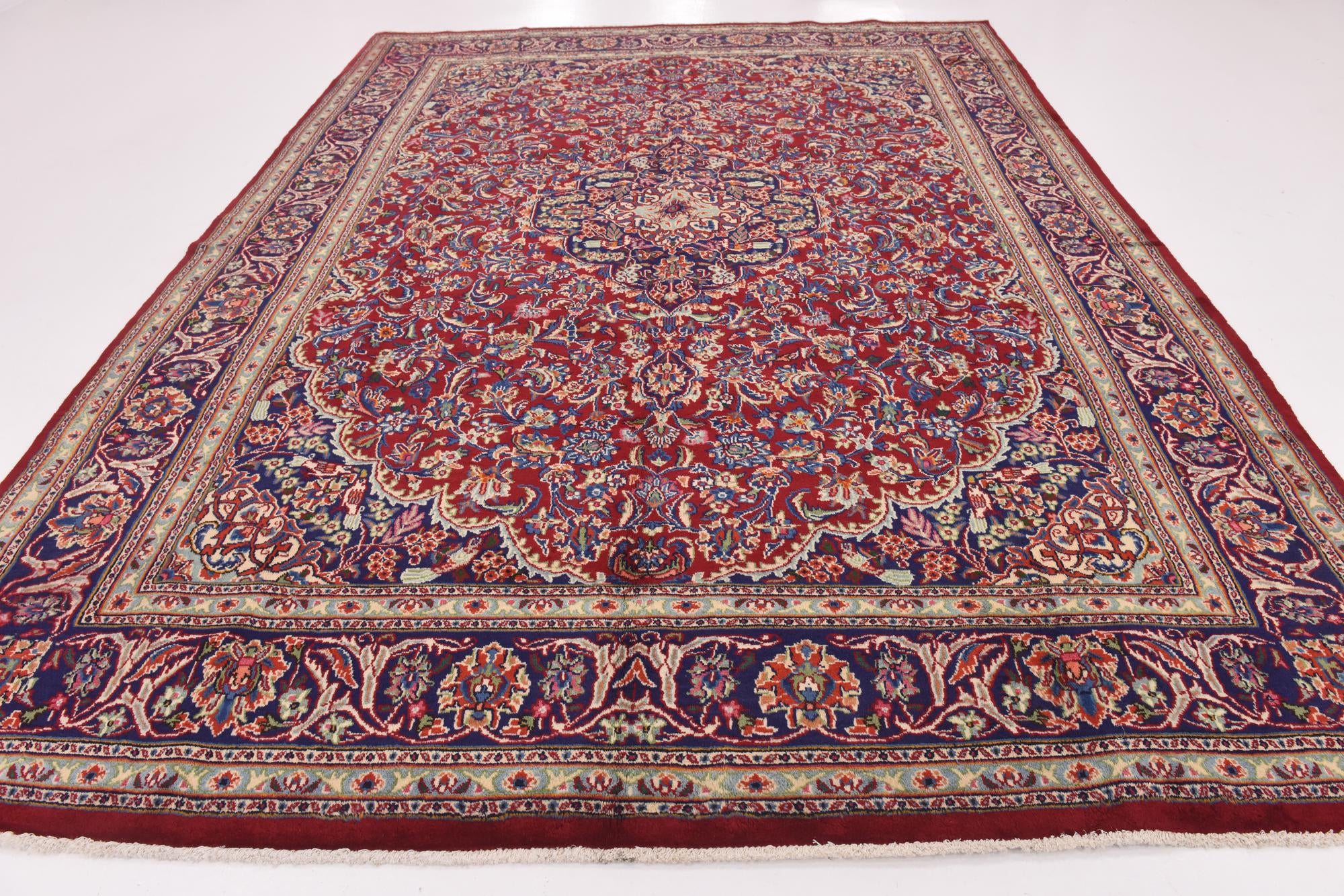 9' 6 x 12' 9 Hand Knotted Kashan Persian Wool Rug