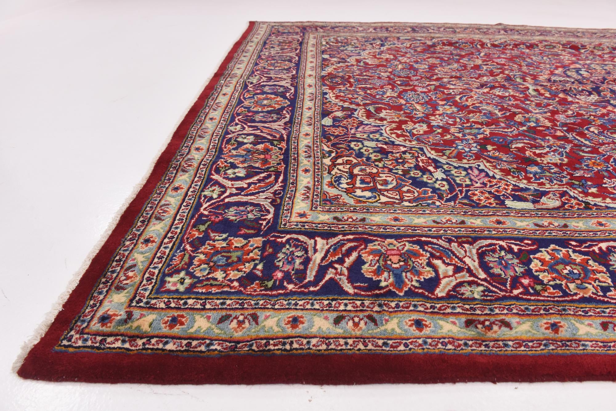 9' 6 x 12' 9 Hand Knotted Kashan Persian Wool Rug