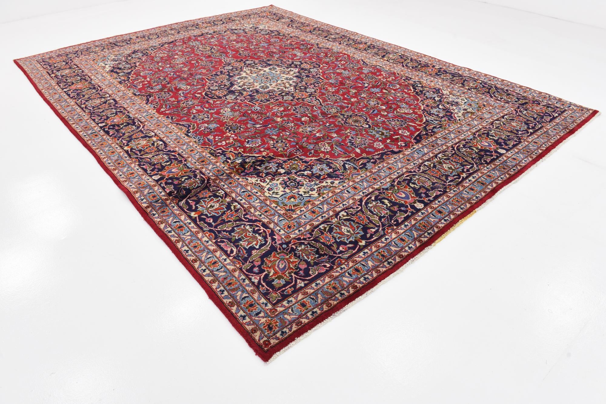 9' 6 x 13' Hand Knotted Kashan Persian Wool Rug