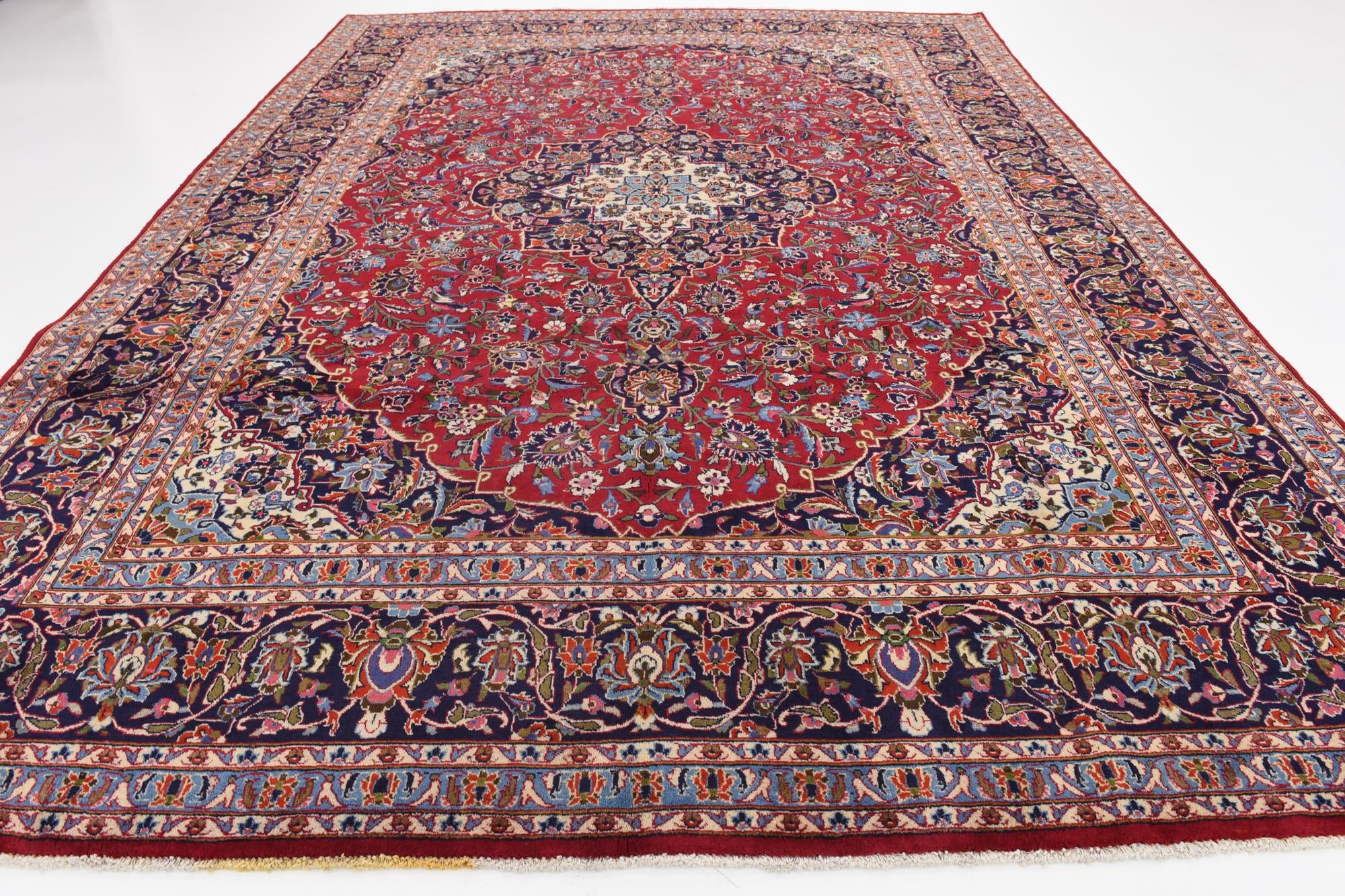 9' 6 x 13' Hand Knotted Kashan Persian Wool Rug