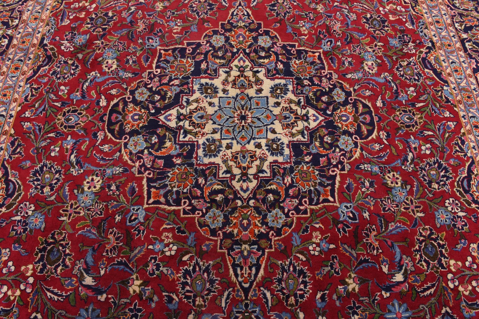 9' 6 x 13' Hand Knotted Kashan Persian Wool Rug