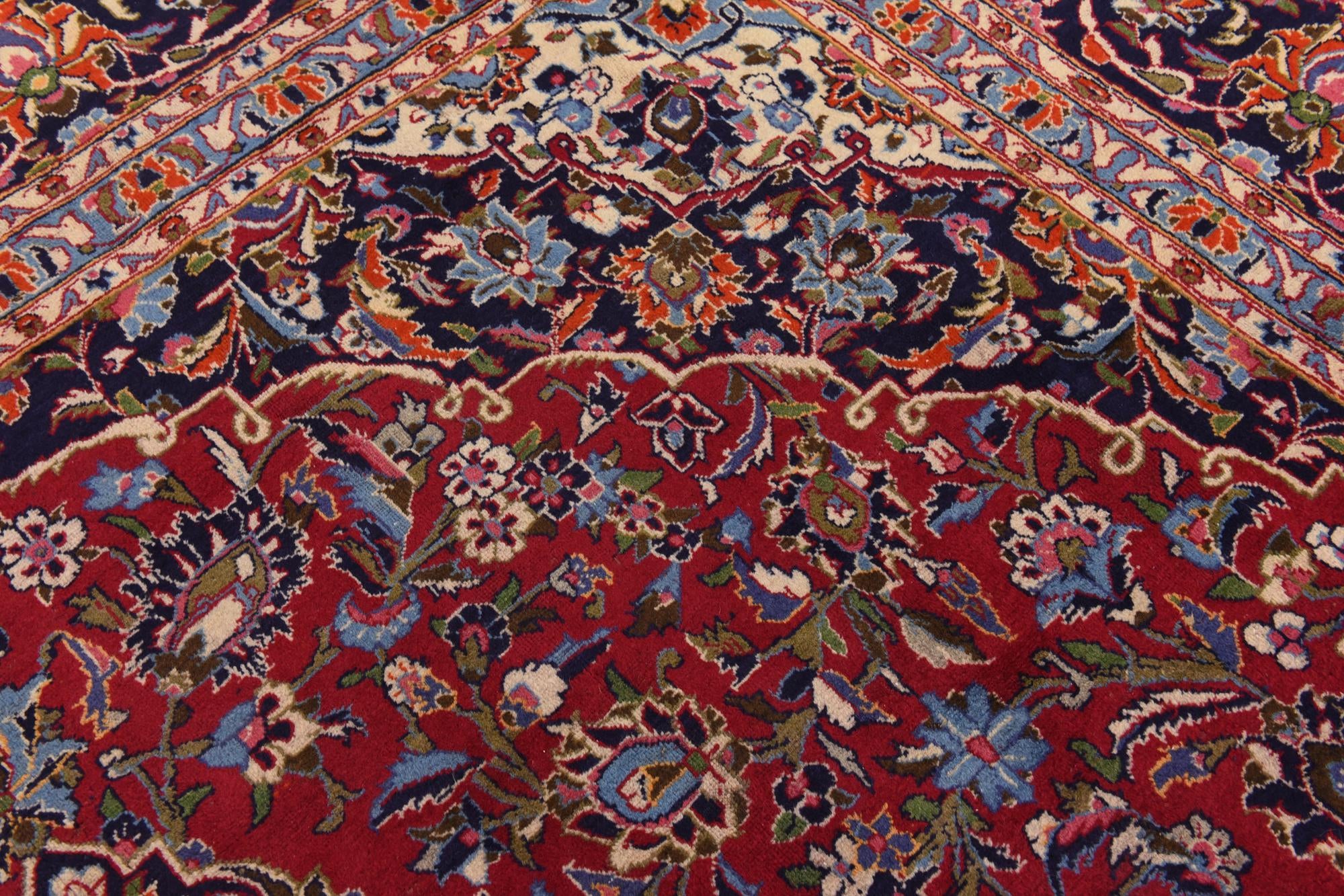 9' 6 x 13' Hand Knotted Kashan Persian Wool Rug