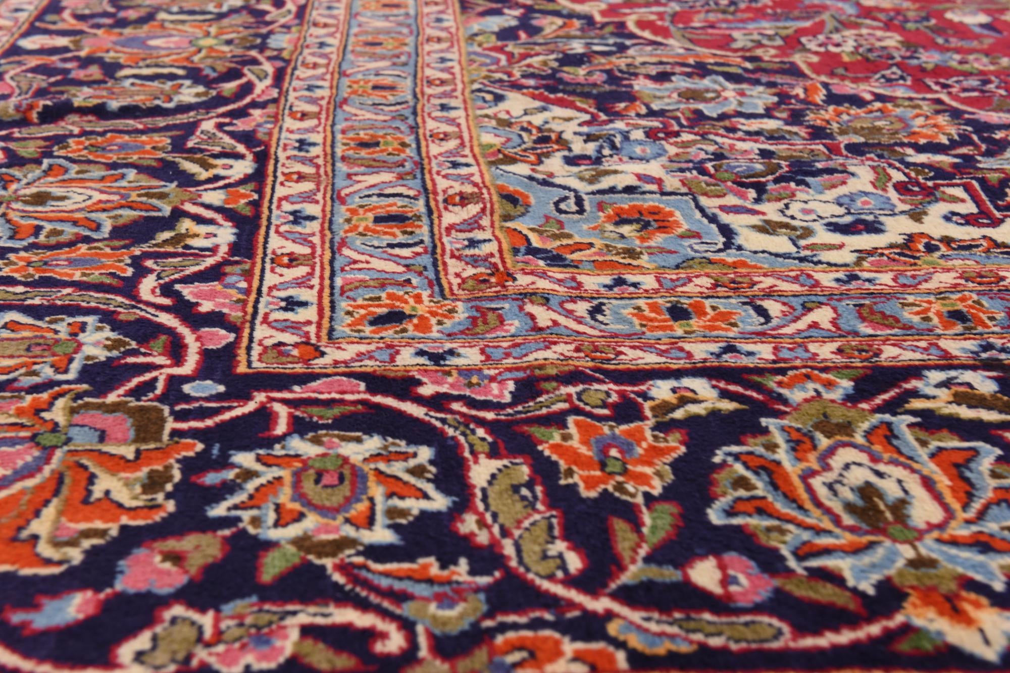 9' 6 x 13' Hand Knotted Kashan Persian Wool Rug