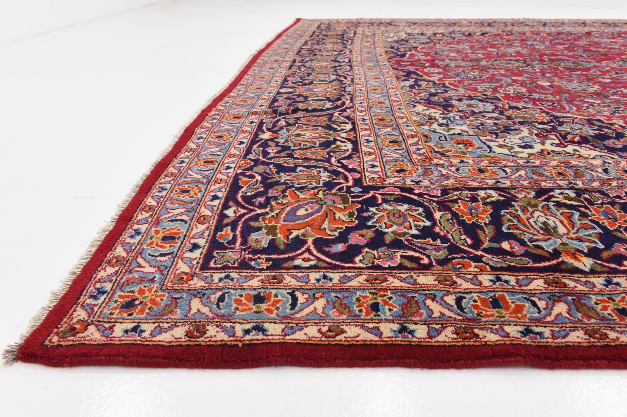 9' 6 x 13' Hand Knotted Kashan Persian Wool Rug