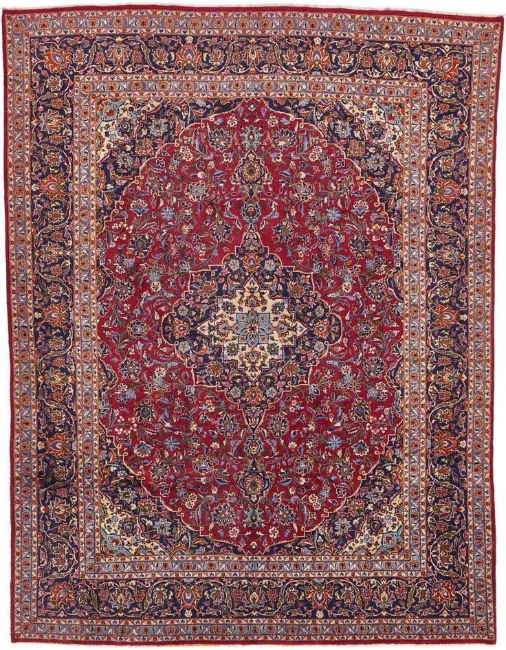 Detail image of 9' 6 x 13' Hand Knotted Kashan Persian Wool Rug
