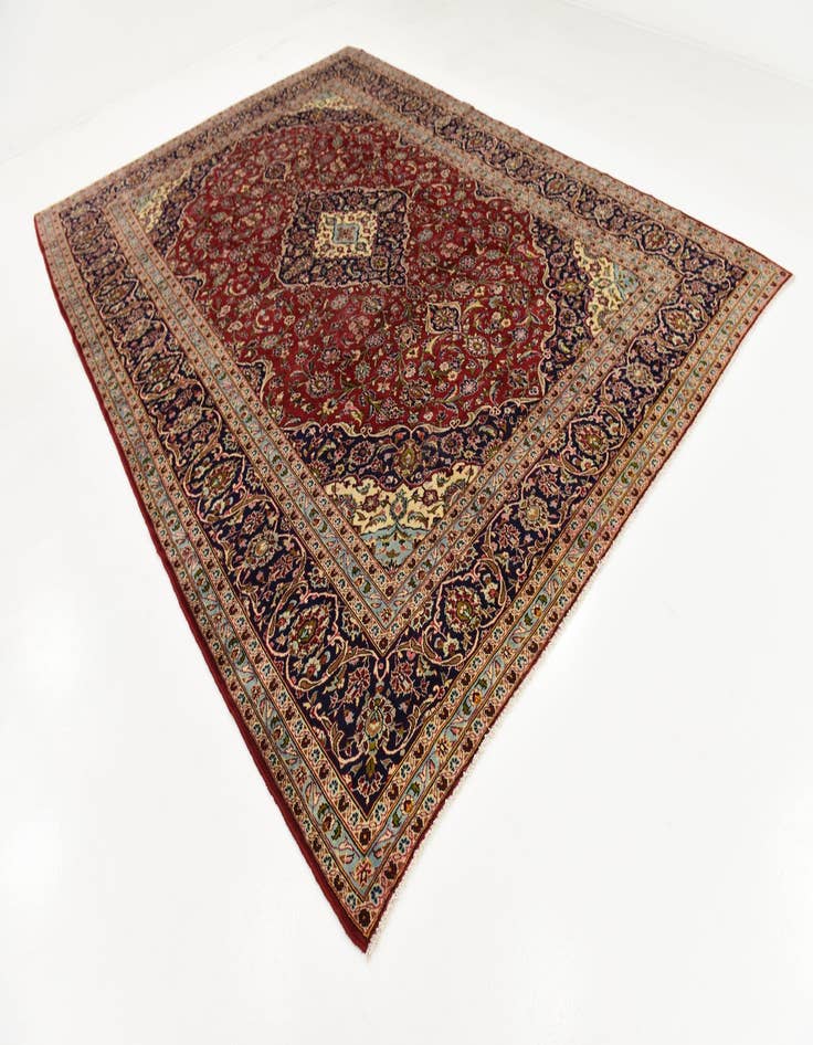 Detail image of 9' 7 x 13' 2  Hand Knotted Kashan Persian Wool Rug