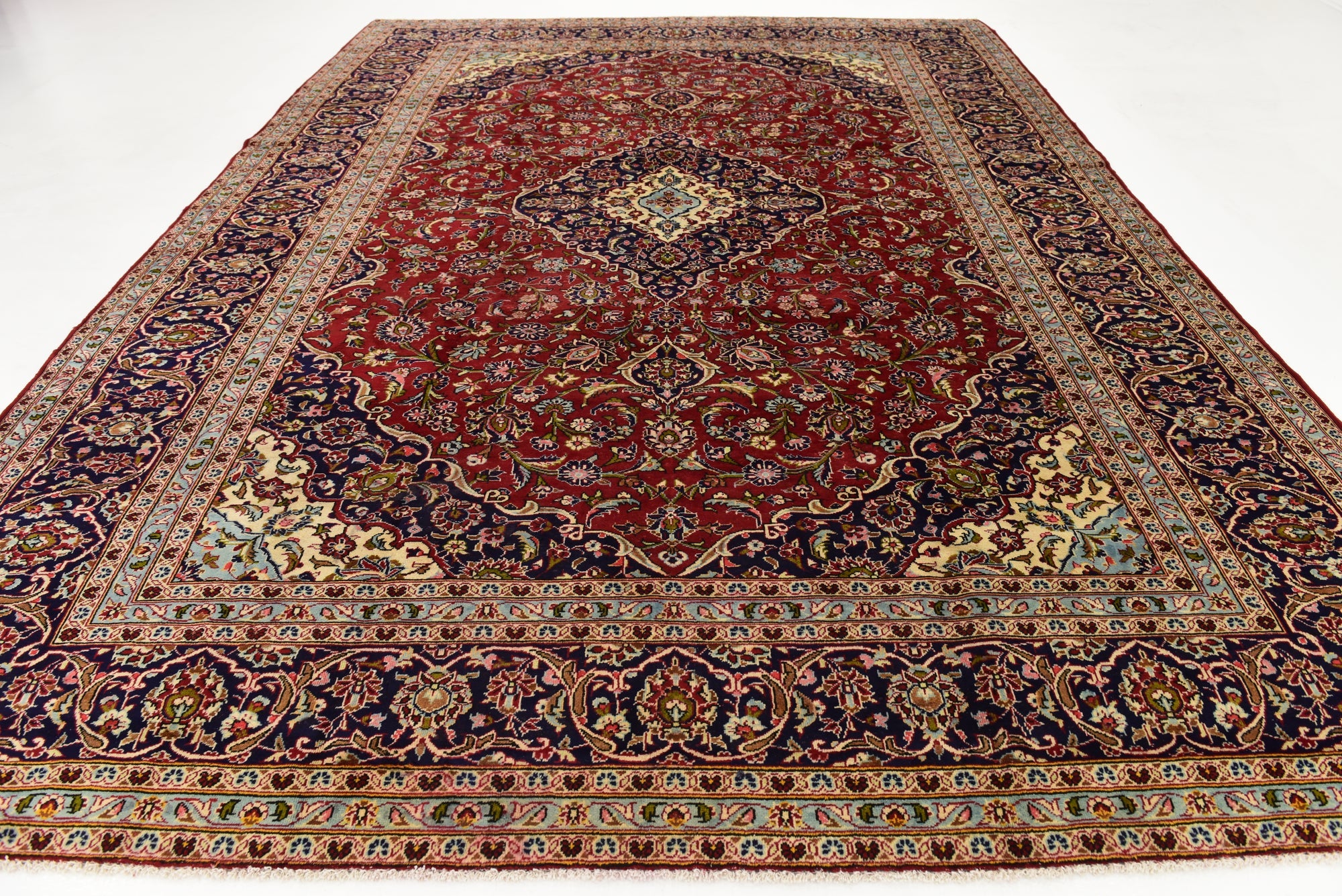 9' 7 x 13' 2 Hand Knotted Kashan Persian Wool Rug