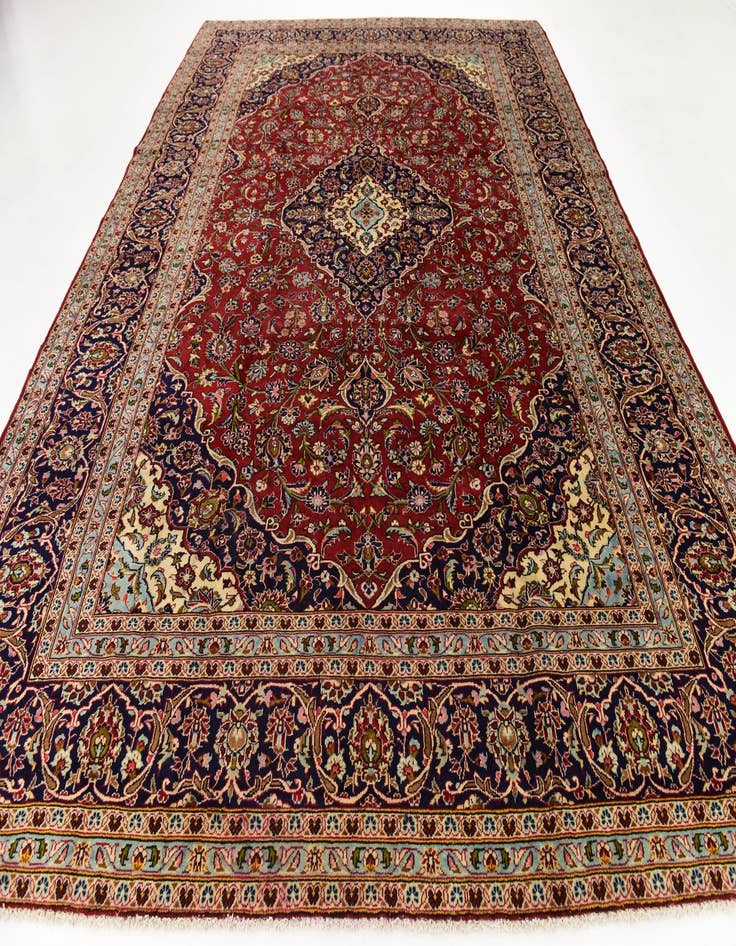 Detail image of 9' 7 x 13' 2  Hand Knotted Kashan Persian Wool Rug