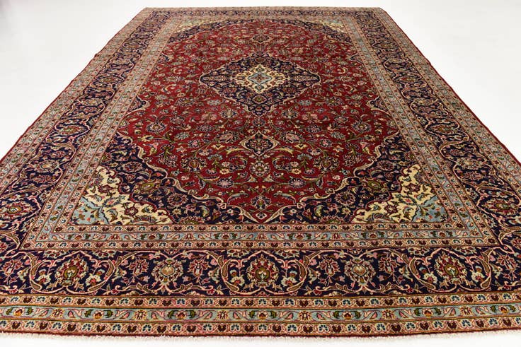 Detail image of 9' 7 x 13' 2 Hand Knotted Kashan Persian Wool Rug