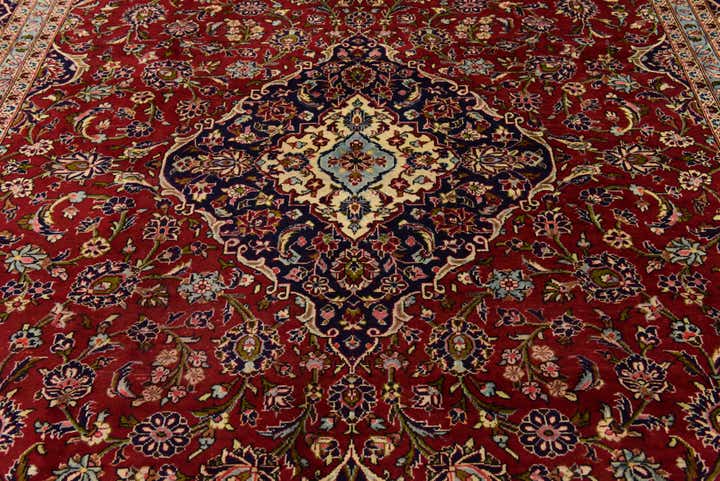 9' 7 x 13' 2 Hand Knotted Kashan Persian Wool Rug
