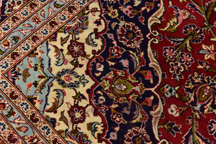 9' 7 x 13' 2 Hand Knotted Kashan Persian Wool Rug