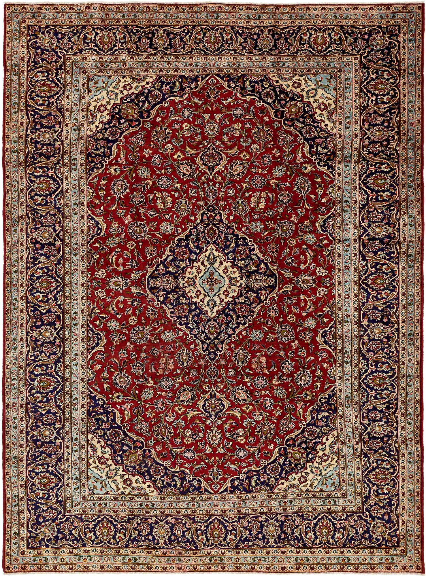 9' 7 x 13' 2 Hand Knotted Kashan Persian Wool Rug