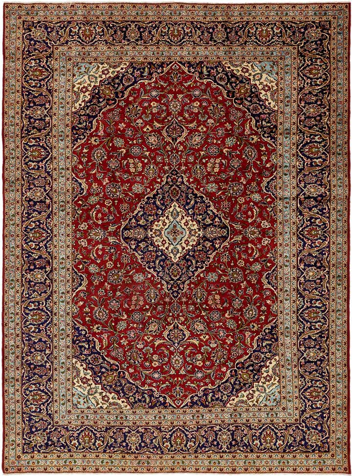 9' 7 x 13' 2 Hand Knotted Kashan Persian Wool Rug
