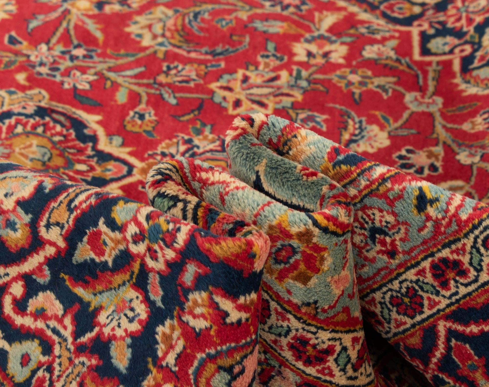 7' 9 x 11' Hand Knotted Kashan Persian Wool Rug
