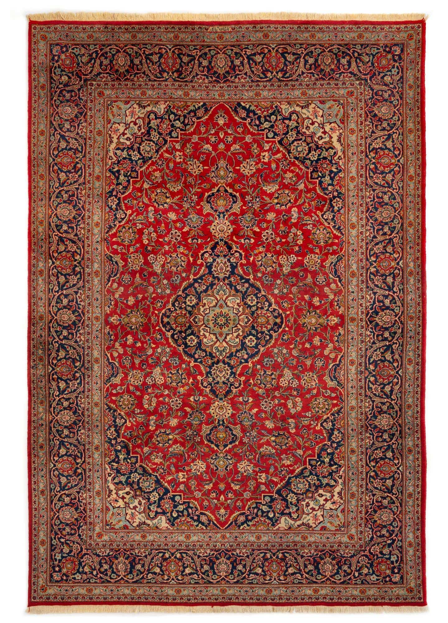 7' 9 x 11' Hand Knotted Kashan Persian Wool Rug