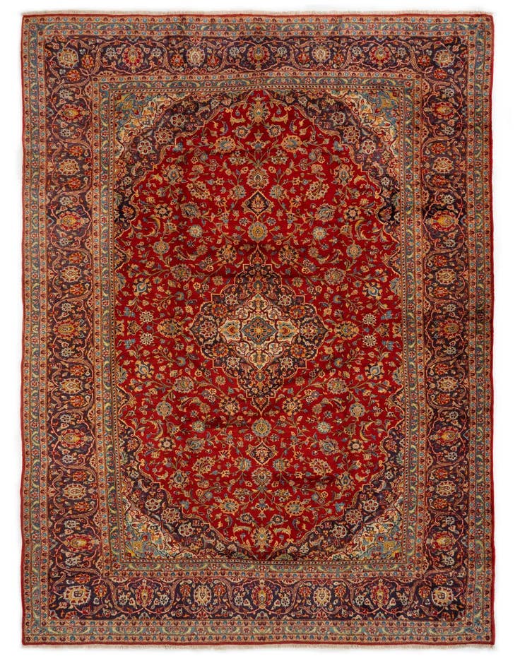 Detail image of 9' 5 x 13' 9 Hand Knotted Kashan Persian Wool Rug