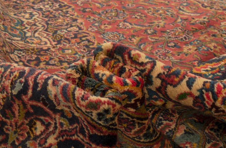 Detail image of 8' 1 x 11' 3 Hand Knotted Kashan Persian Wool Rug