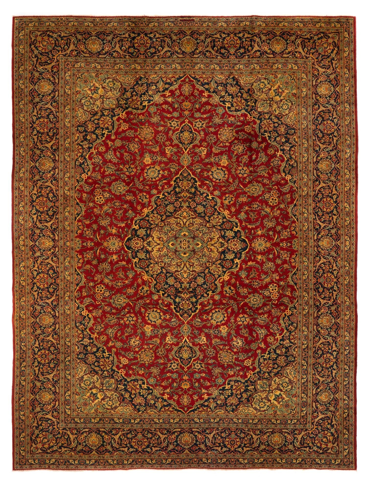 9' 8 x 12' 5 Kashan Wool Rug