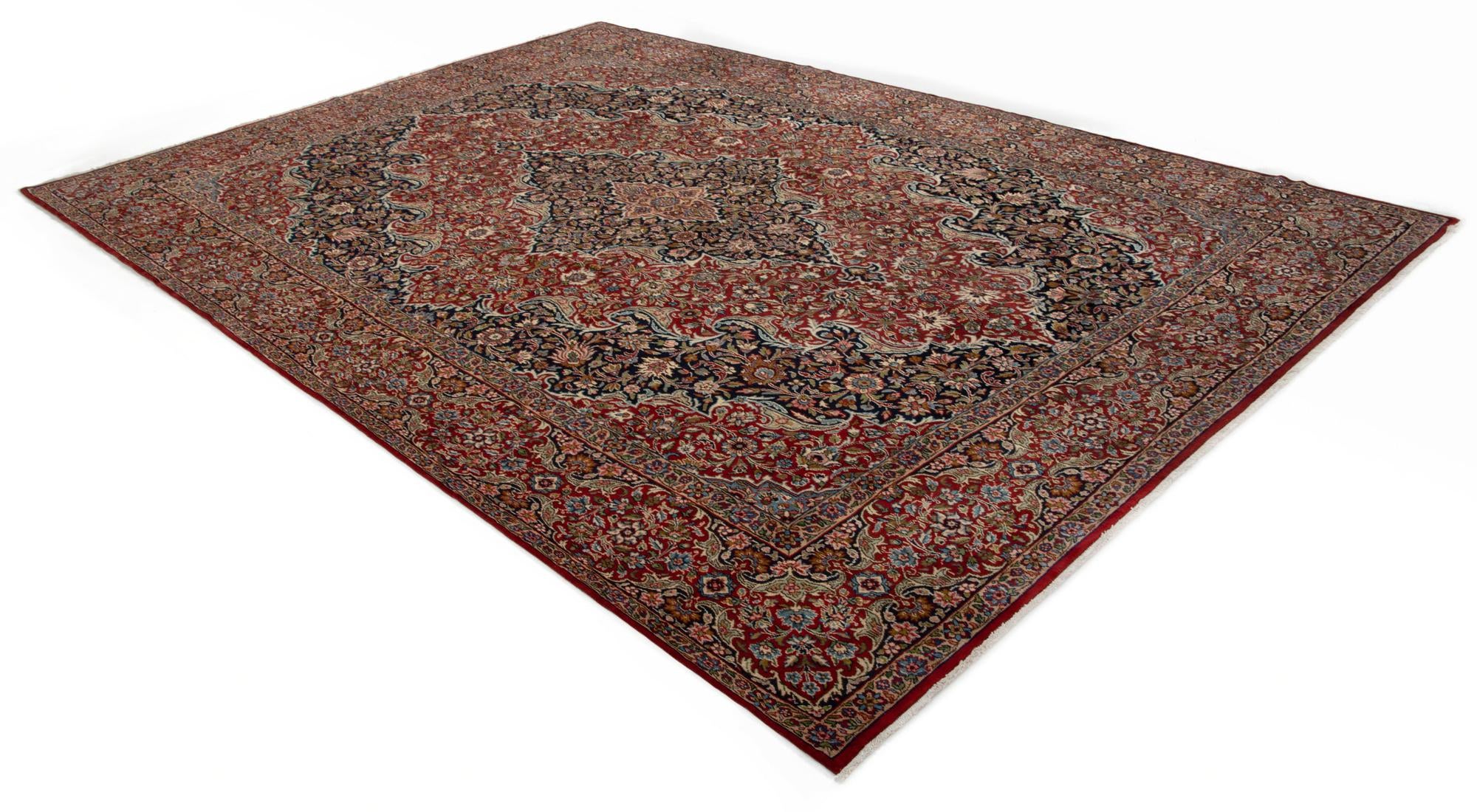 9' 10 x 14' 3 Hand Knotted Kashan Persian Wool Rug