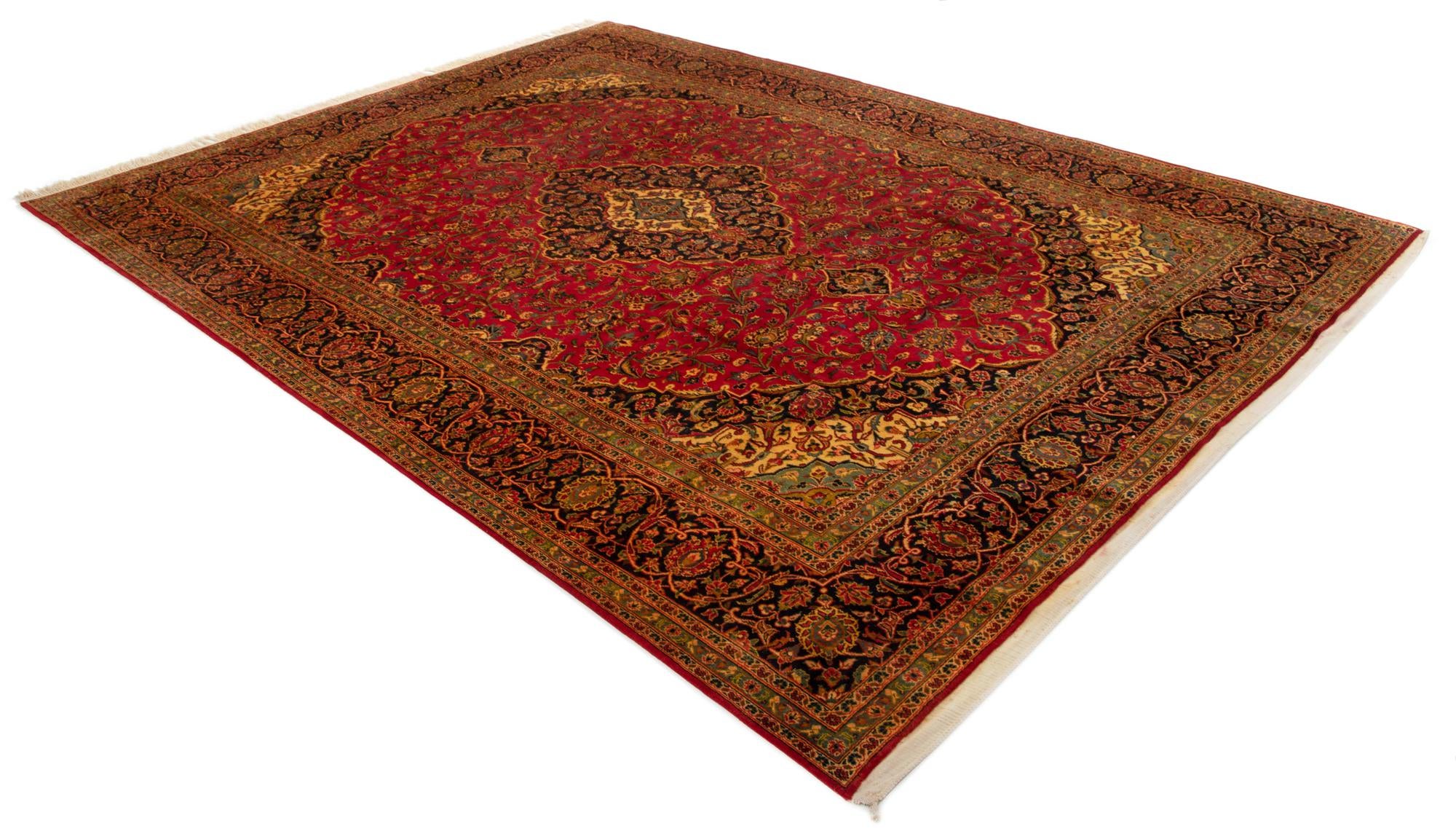 9' 7 x 12' 10 Hand Knotted Kashan Persian Wool Rug