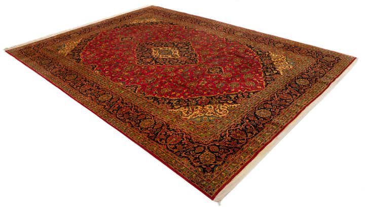 9' 7 x 12' 10 Hand Knotted Kashan Persian Wool Rug