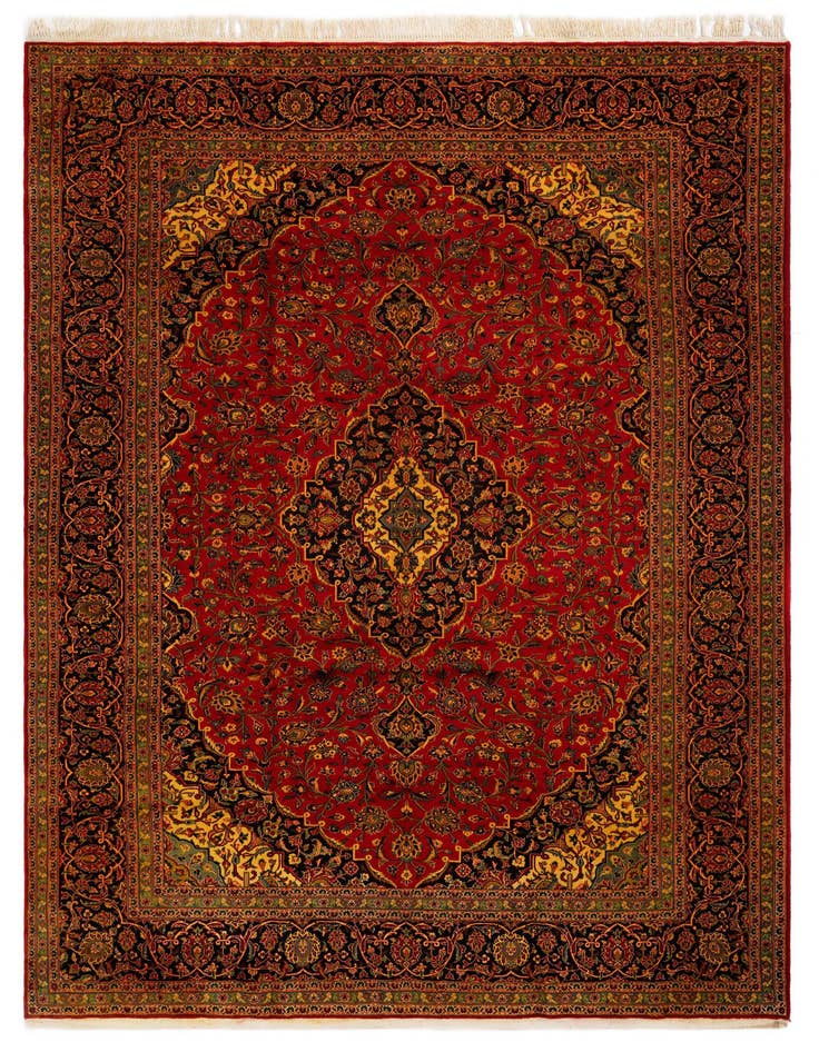 Detail image of 9' 7 x 12' 10 Hand Knotted Kashan Persian Wool Rug