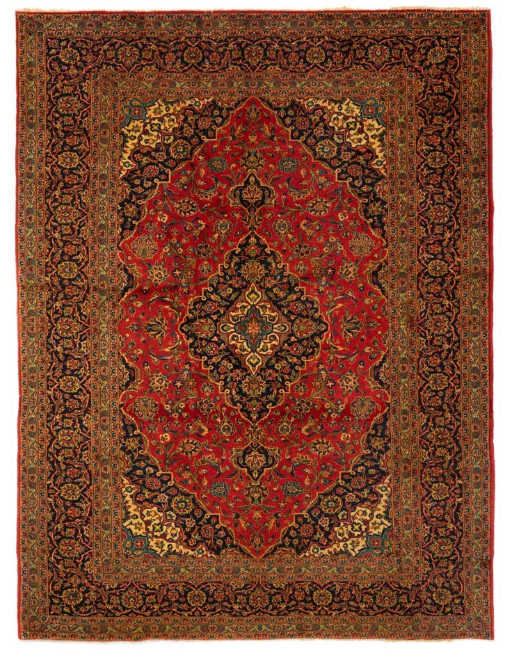 Detail image of 8' x 11' 3 Hand Knotted Kashan Persian Wool Rug
