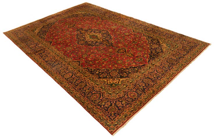 Detail image of 8' 1 x 11' 11 Hand Knotted Kashan Persian Wool Rug