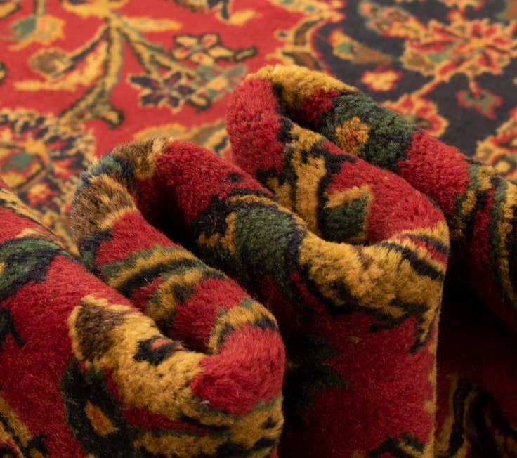 Detail image of 8' 1 x 11' 11 Hand Knotted Kashan Persian Wool Rug