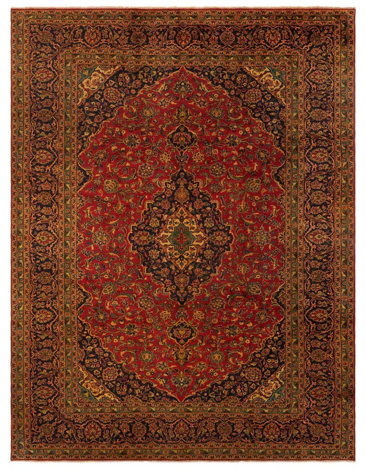 Detail image of 8' 1 x 11' 11 Hand Knotted Kashan Persian Wool Rug