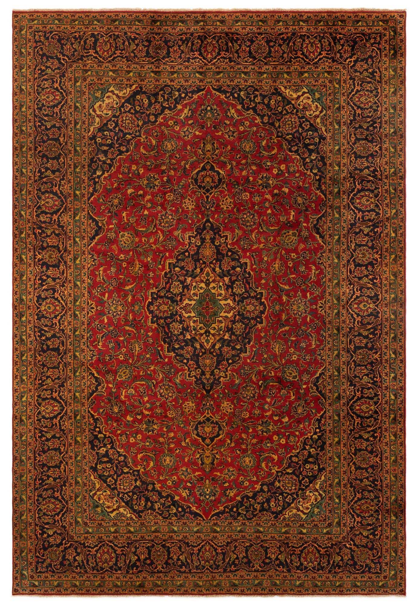 8' 1 x 11' 11 Hand Knotted Kashan Persian Wool Rug