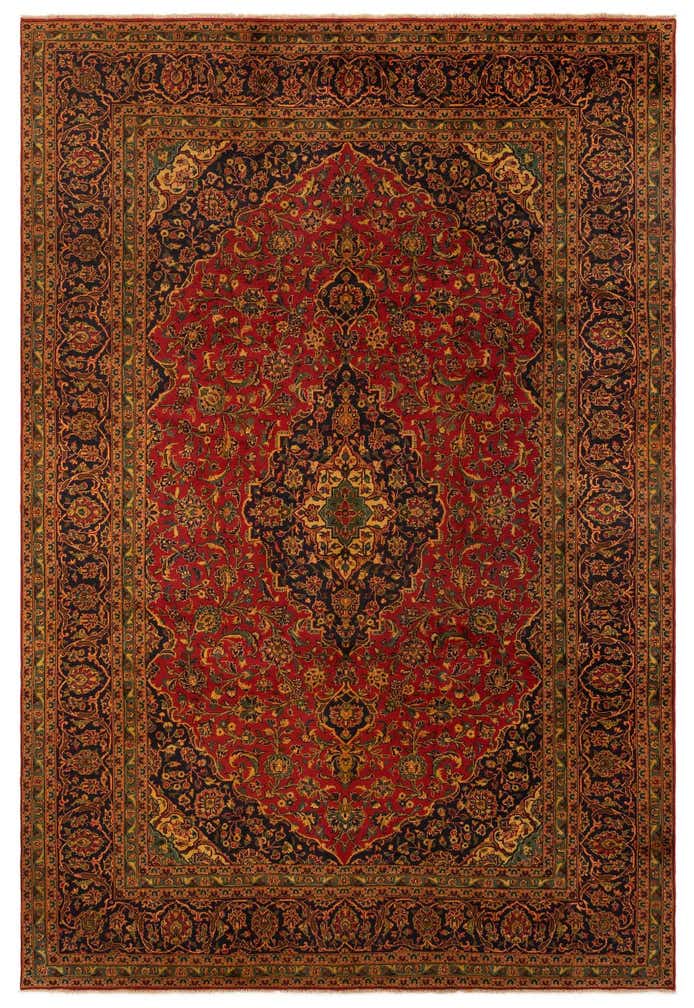 8' 1 x 11' 11 Hand Knotted Kashan Persian Wool Rug
