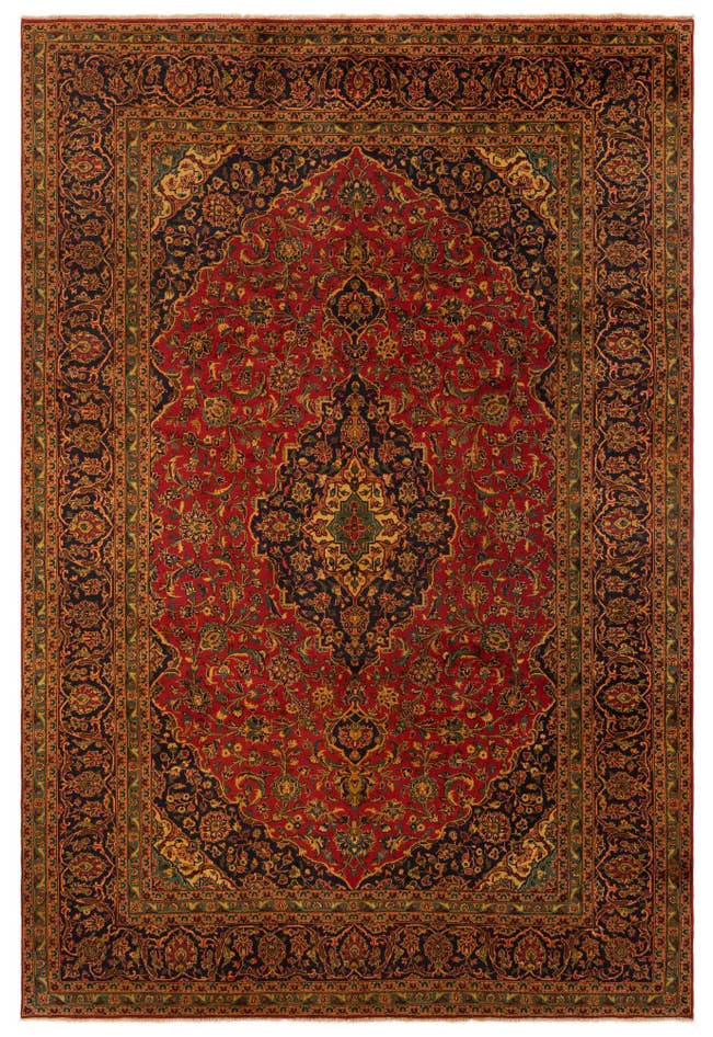 Detail image of 8' 1 x 11' 11 Hand Knotted Kashan Persian Wool Rug