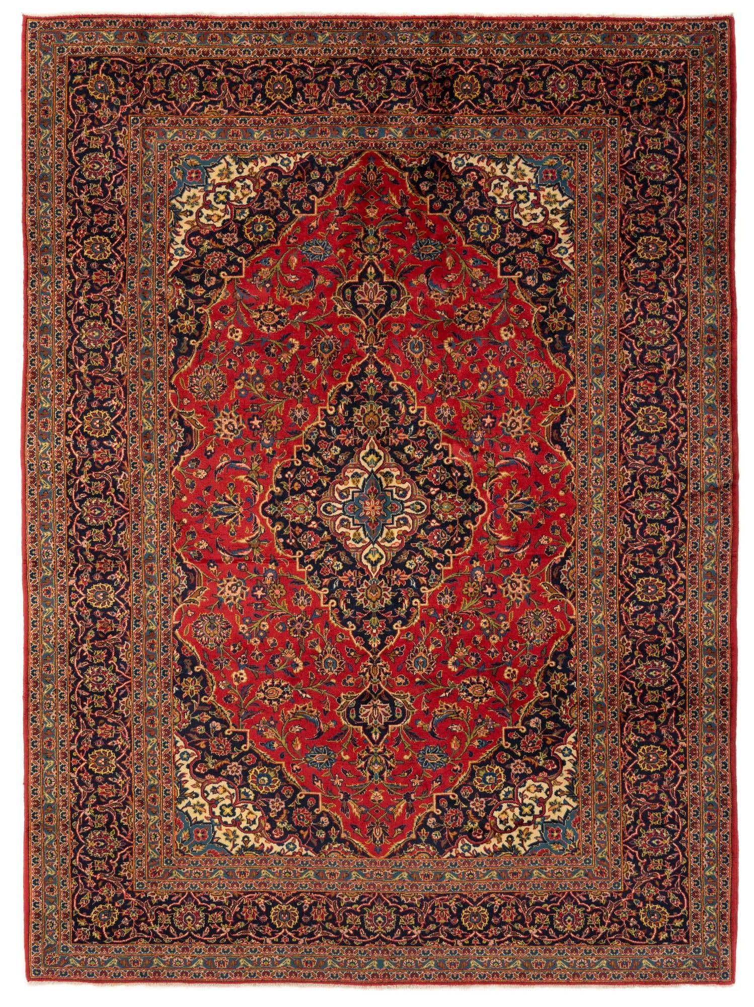 8' x 11' 2 Hand Knotted Kashan Persian Wool Rug