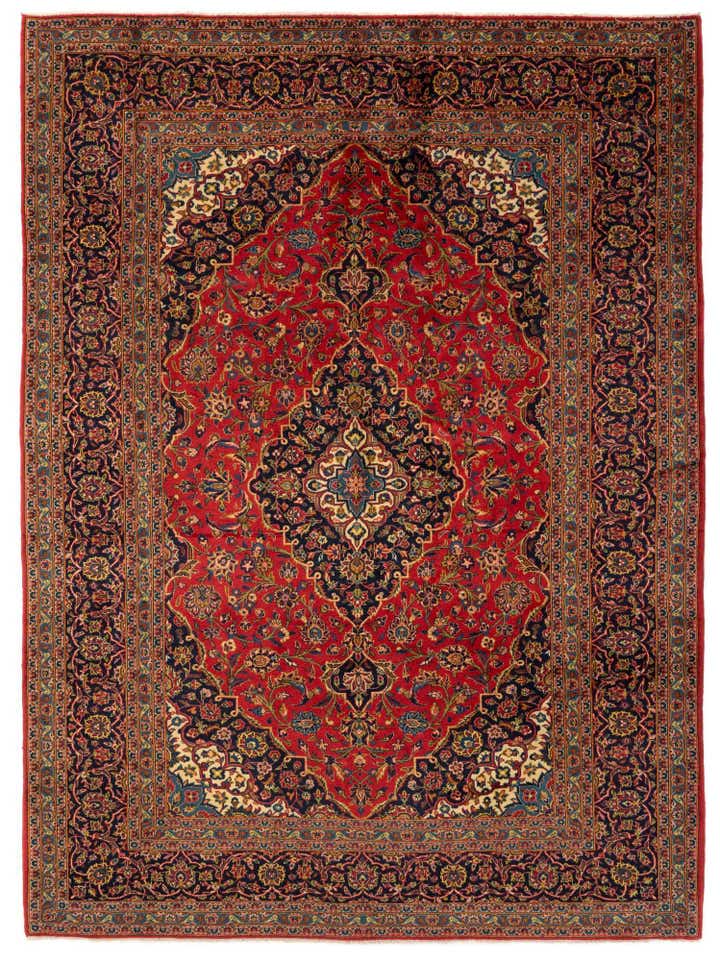 8' x 11' 2 Hand Knotted Kashan Persian Wool Rug