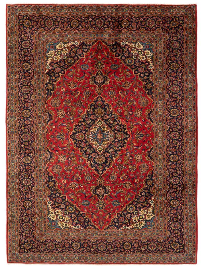 Detail image of 8' x 11' 2 Hand Knotted Kashan Persian Wool Rug