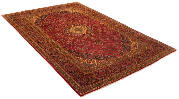 Detail image of 7' 10 x 11' 8 Hand Knotted Kashan Persian Wool Rug