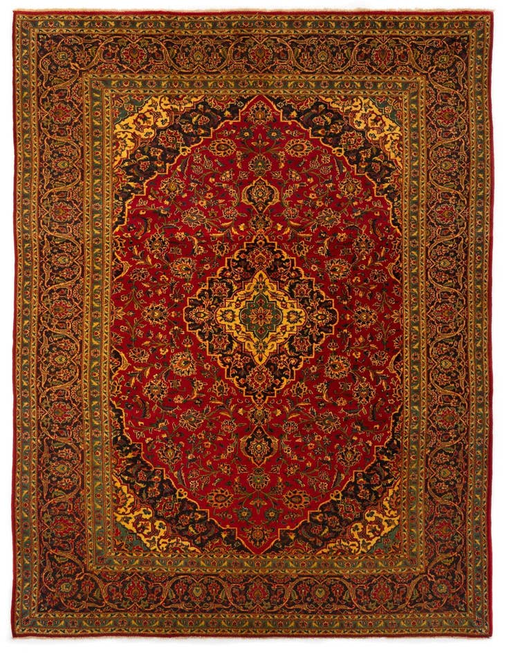 Detail image of 7' 10 x 11' 8 Hand Knotted Kashan Persian Wool Rug