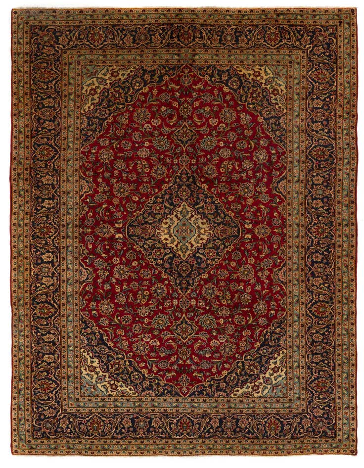 Detail image of 9' 4 x 12' 11 Hand Knotted Kashan Persian Wool Rug