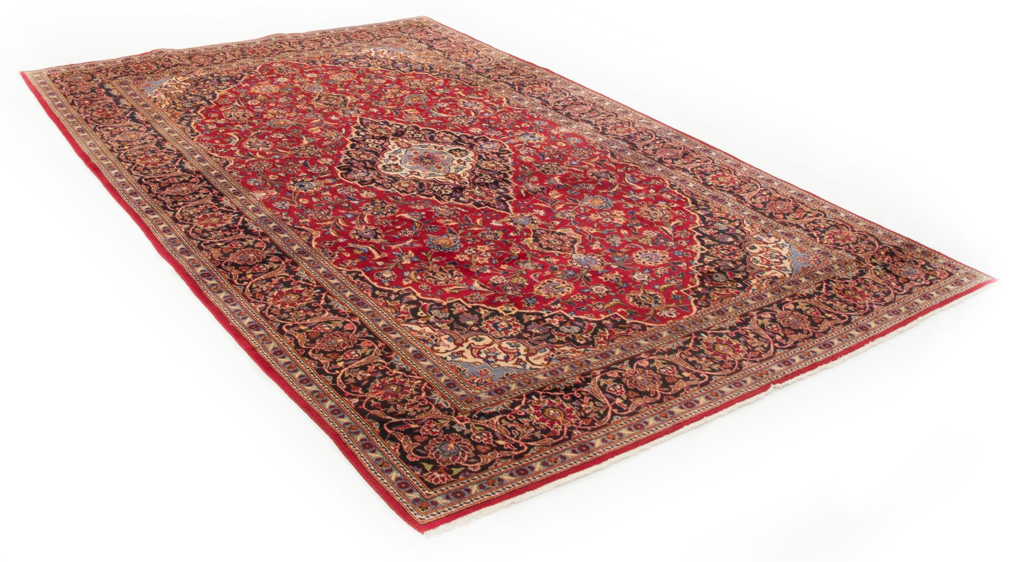 8' 9 x 13' Hand Knotted Kashan Persian Wool Rug