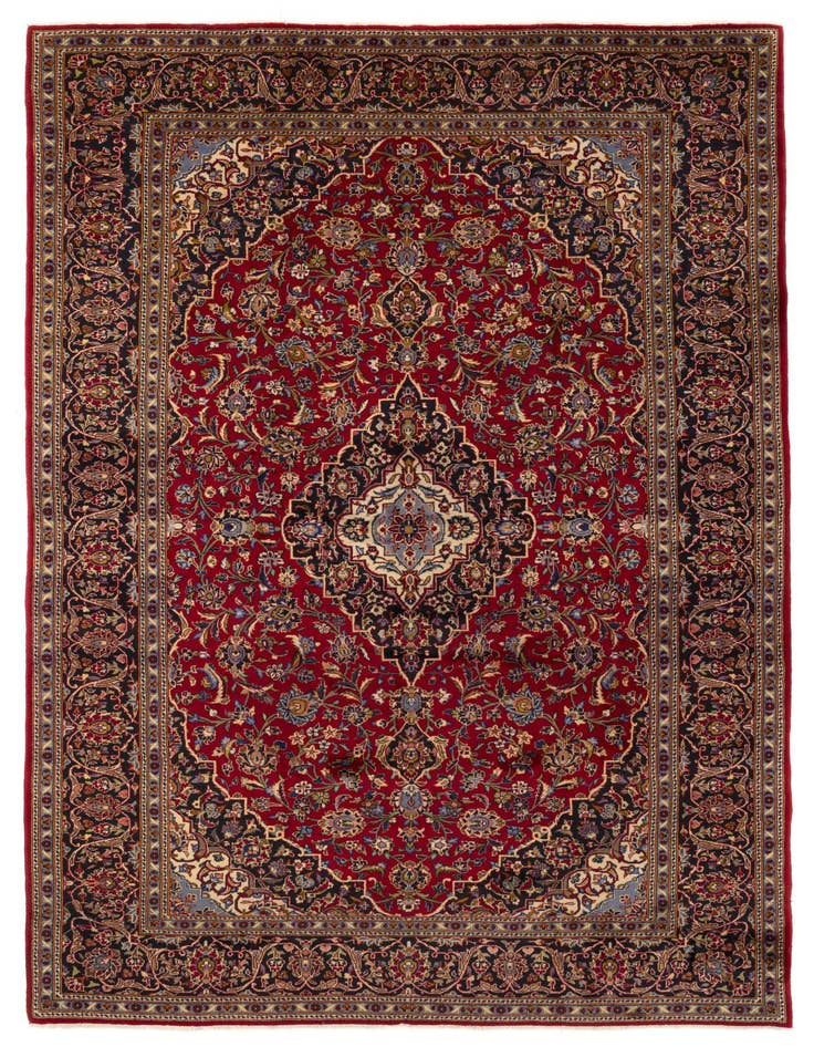 Detail image of 8' 9 x 13' Hand Knotted Kashan Persian Wool Rug