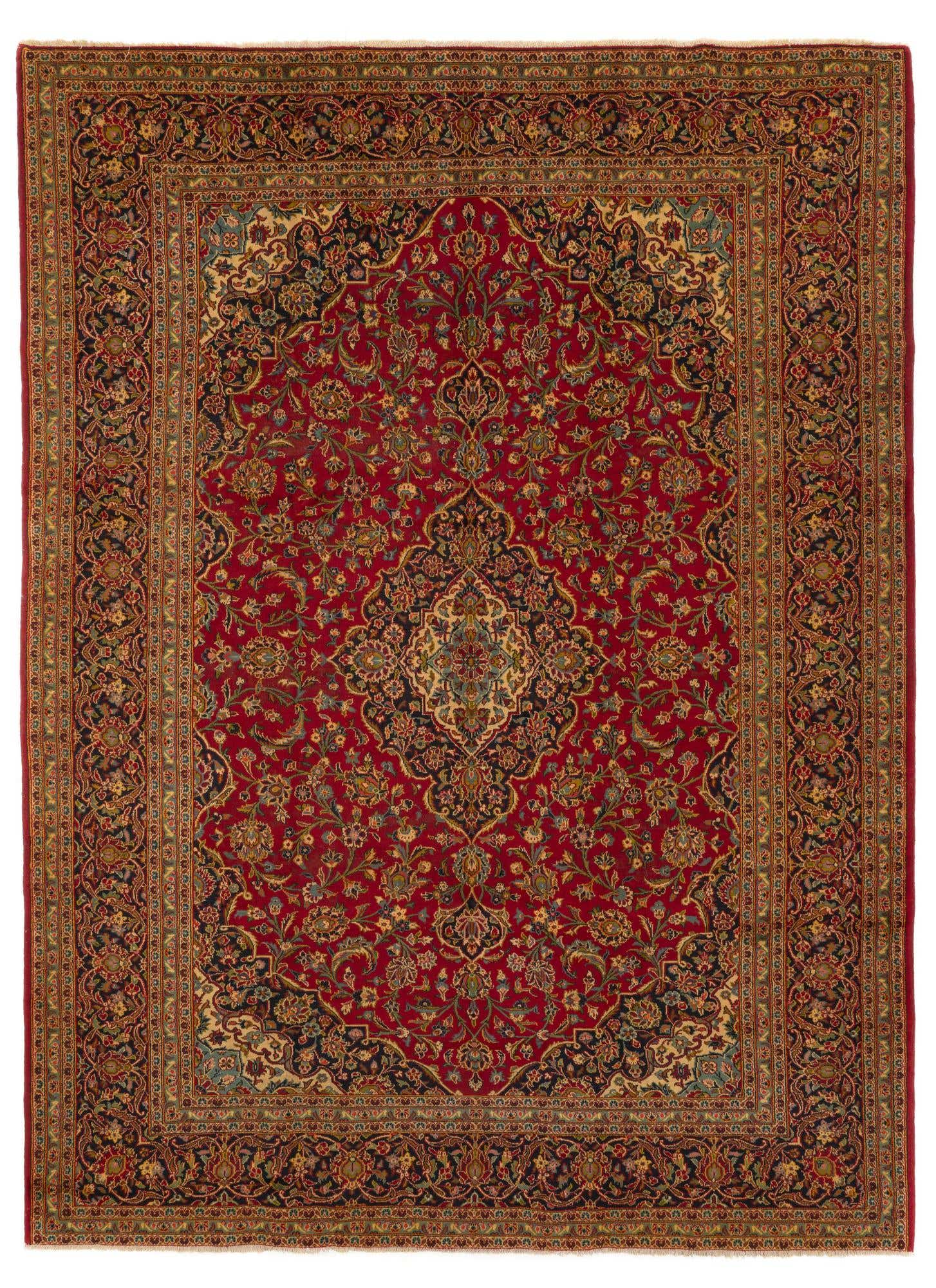 9' 4 x 13' 5 Hand Knotted Kashan Persian Wool Rug