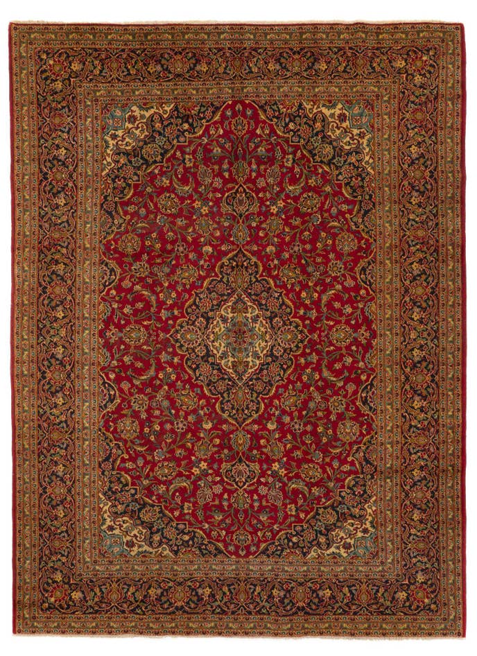 Detail image of 9' 4 x 13' 5 Hand Knotted Kashan Persian Wool Rug