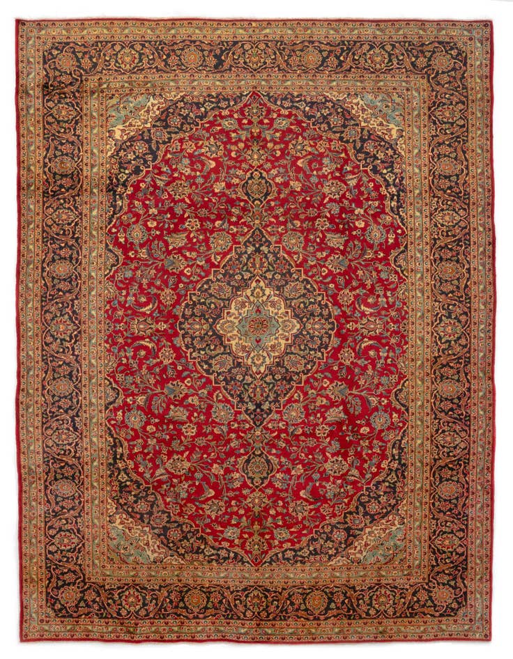 Detail image of 9' 11 x 13' 2 Hand Knotted Kashan Persian Wool Rug