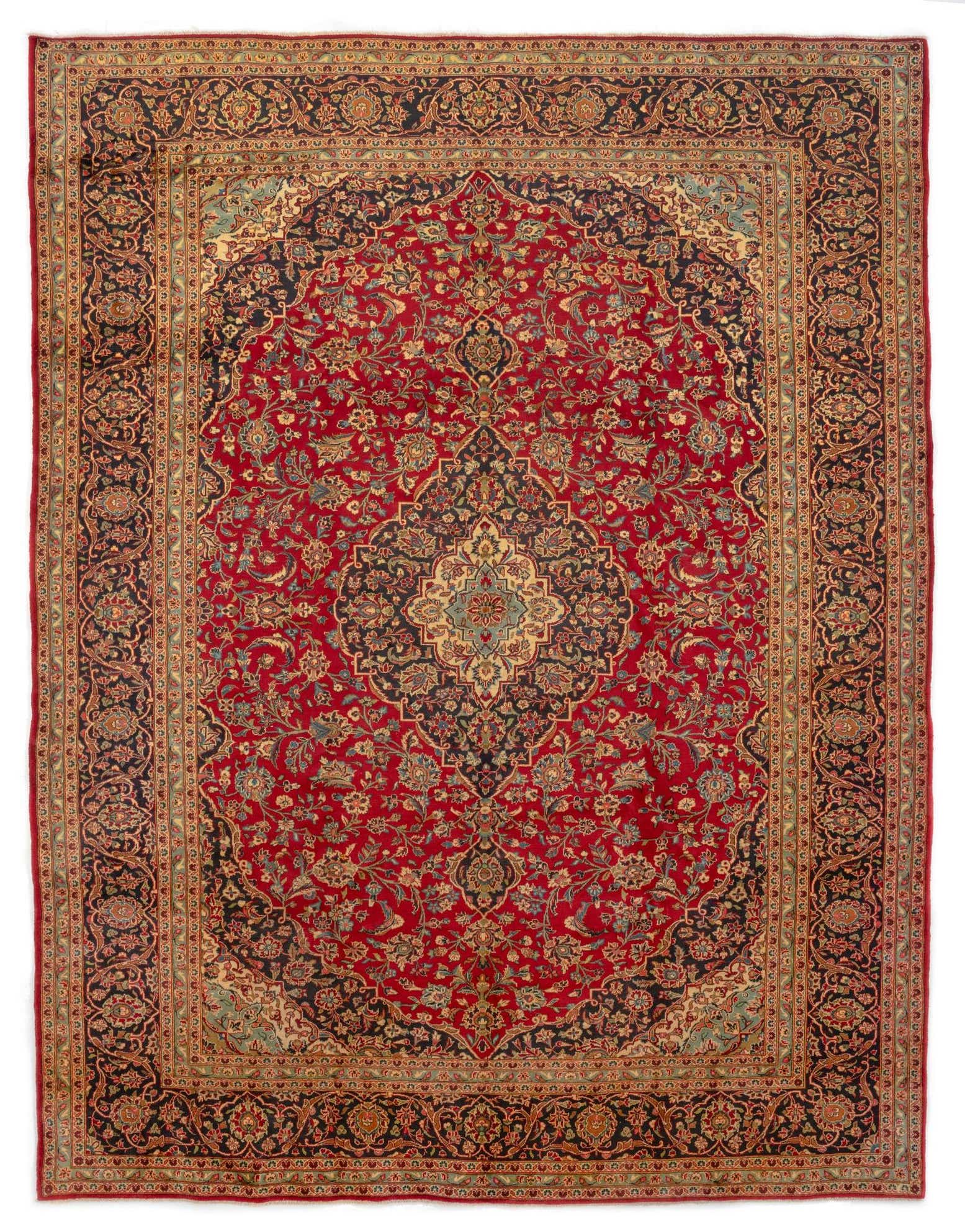 9' 11 x 13' 2 Hand Knotted Kashan Persian Wool Rug