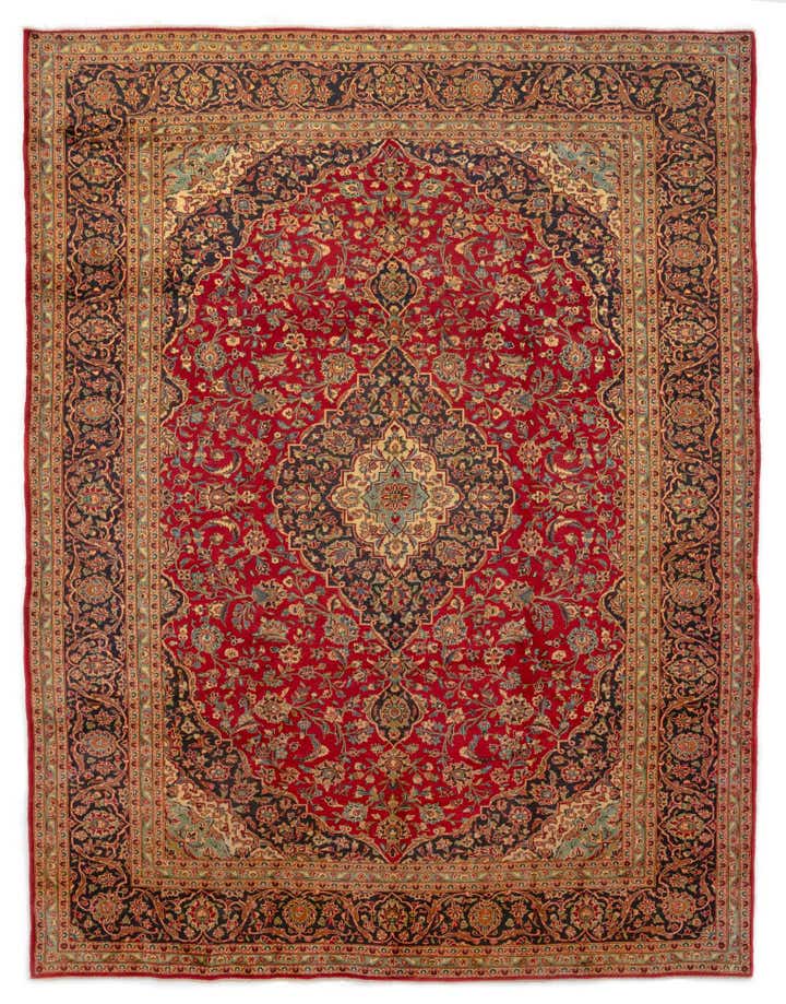 9' 11 x 13' 2 Hand Knotted Kashan Persian Wool Rug