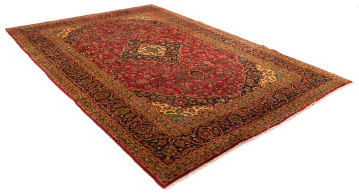 9' 7 x 13' 5 Hand Knotted Kashan Persian Wool Rug