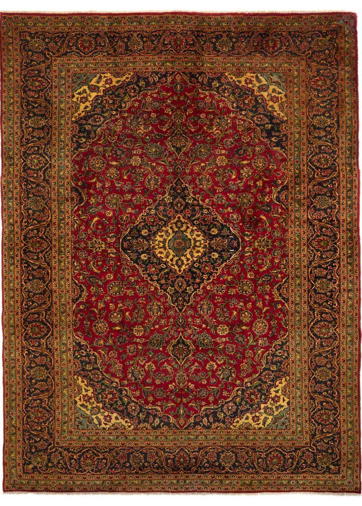 9' 7 x 13' 5 Hand Knotted Kashan Persian Wool Rug