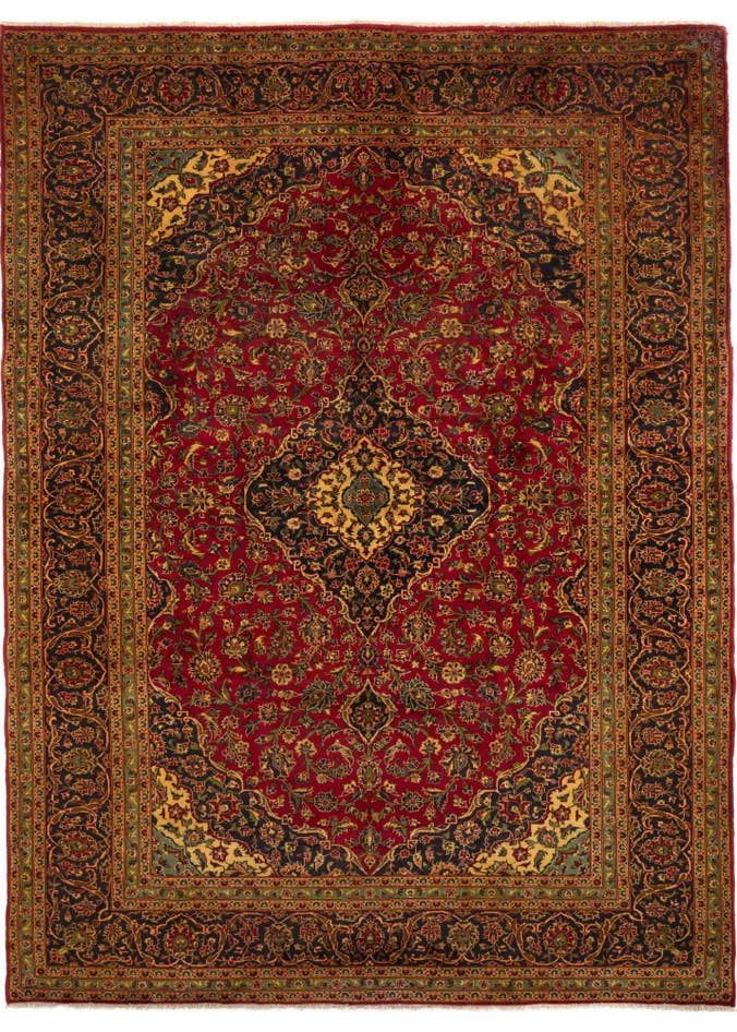 Detail image of 9' 7 x 13' 5 Hand Knotted Kashan Persian Wool Rug